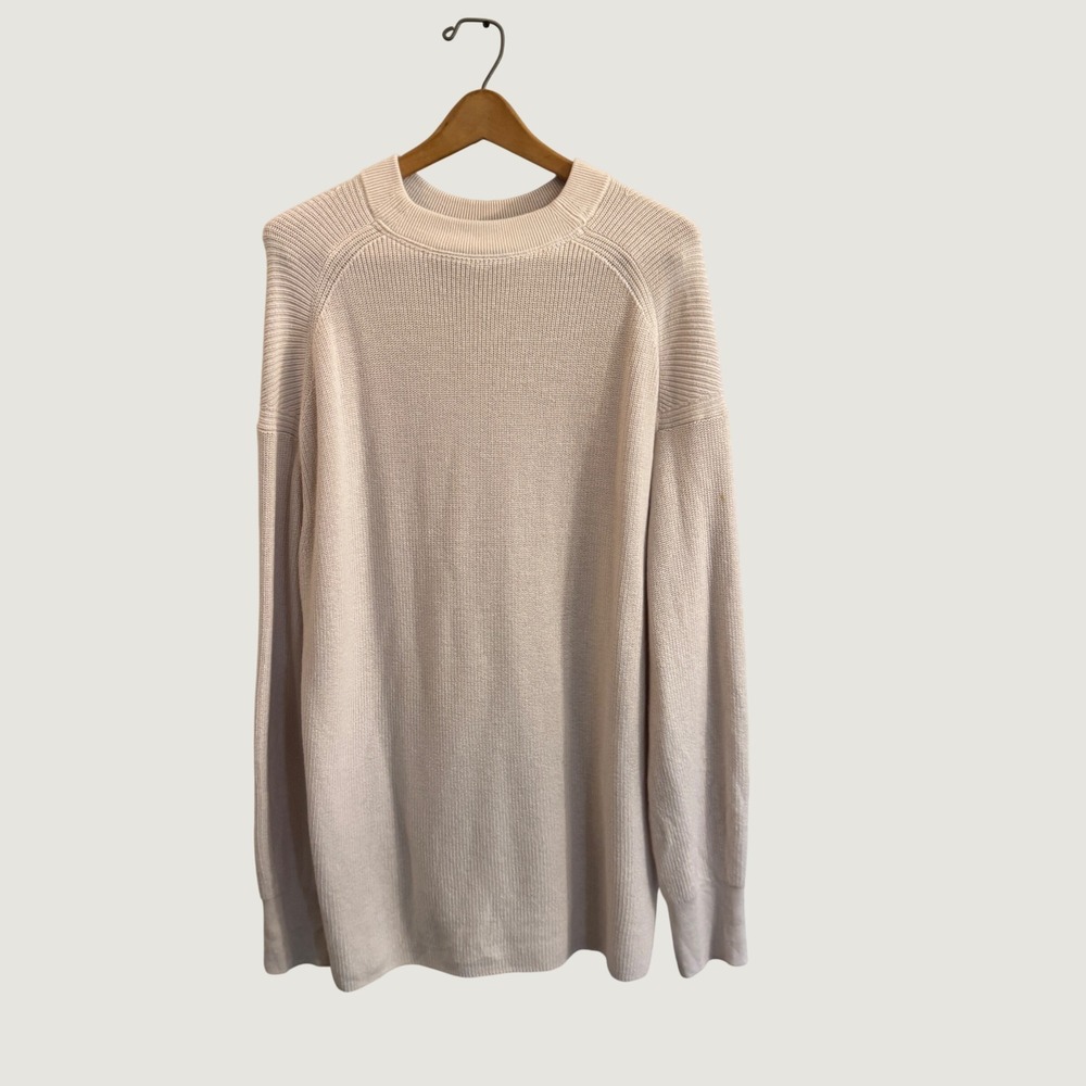 Lululemon Merino Wool Blend Ribbed Knit Sweater Cream Size 12 LW3GKAS